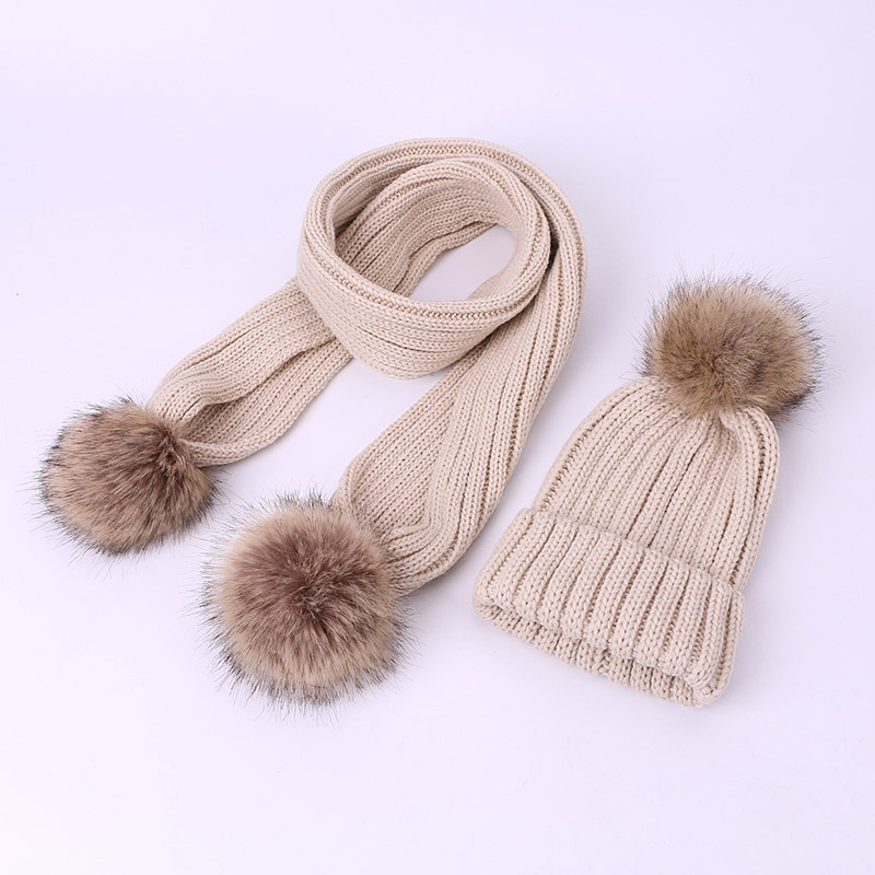 Personalized Embroidery Kid Pom Pom Hat With Scarf | HSKid48