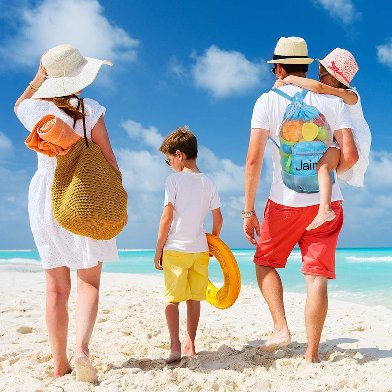 Personalized Portable Mesh Beach Foldable Drawstring Storage Bag | CWBeach95