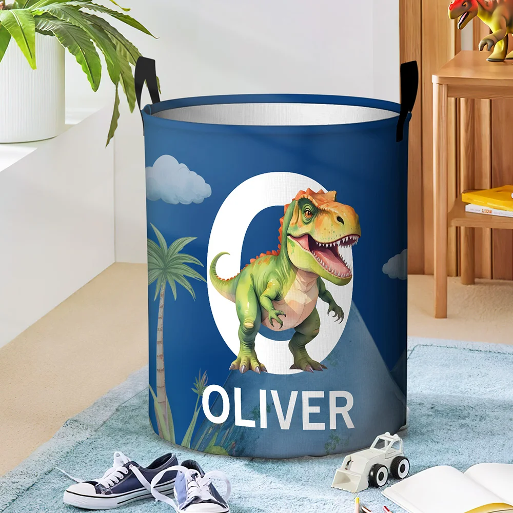 Personalized Waterproof Dinosaur Laundry Baskets with Handle | | CWBasket08