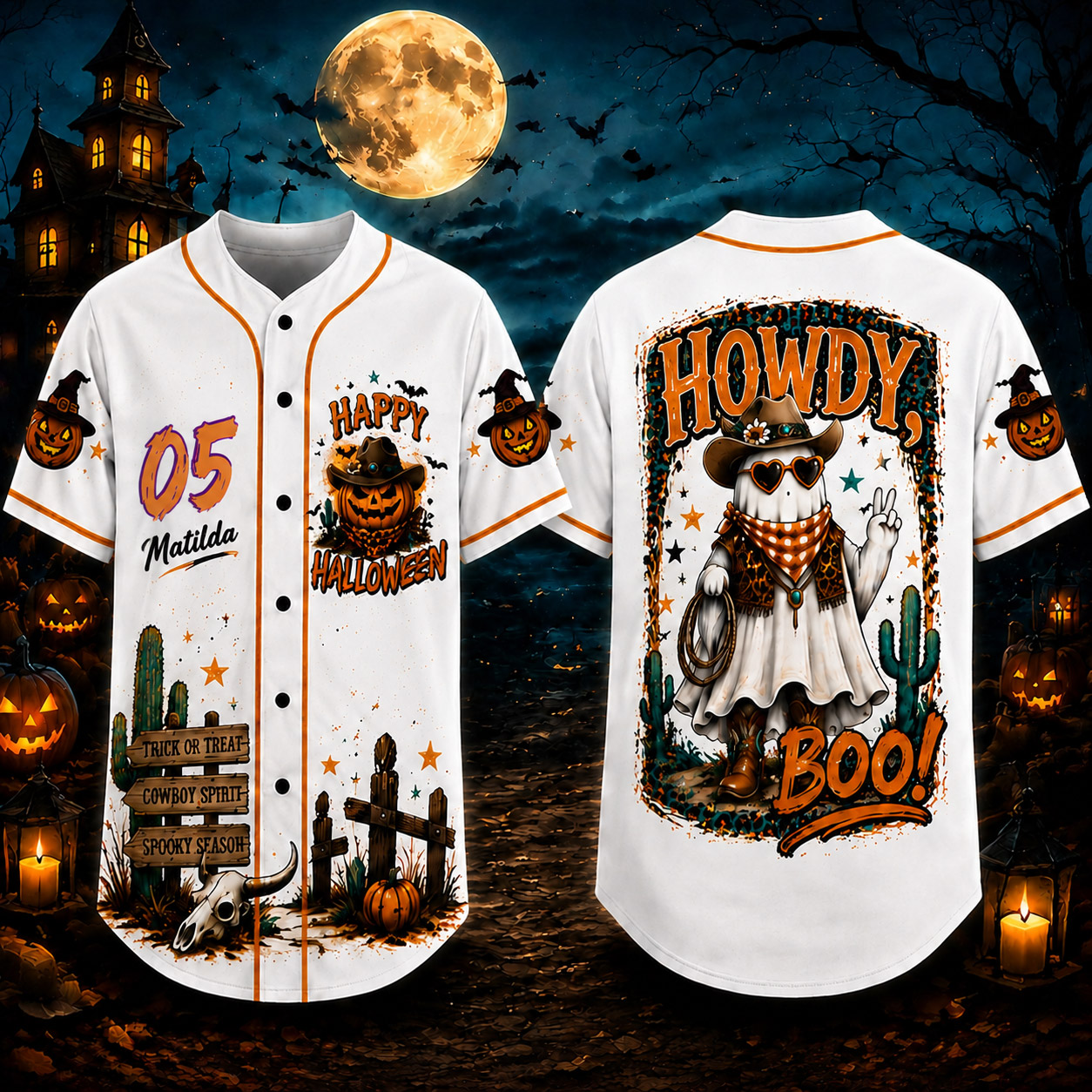 Personalized Halloween Button Up Baseball Jersey For Kid & Adult | CWHalloween104