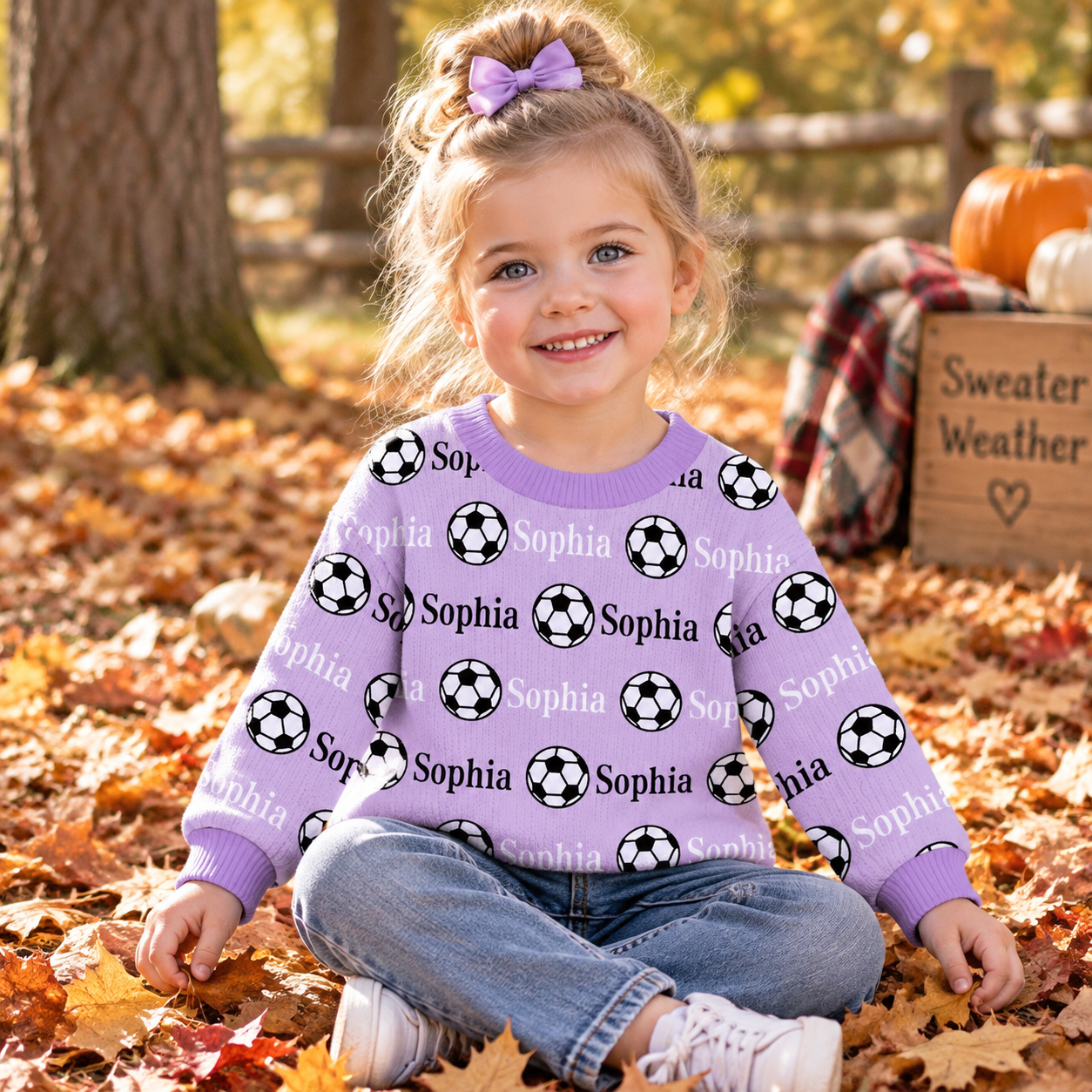 Personalized Lovely Kids Soccer Knit Sweater | CWSweater12