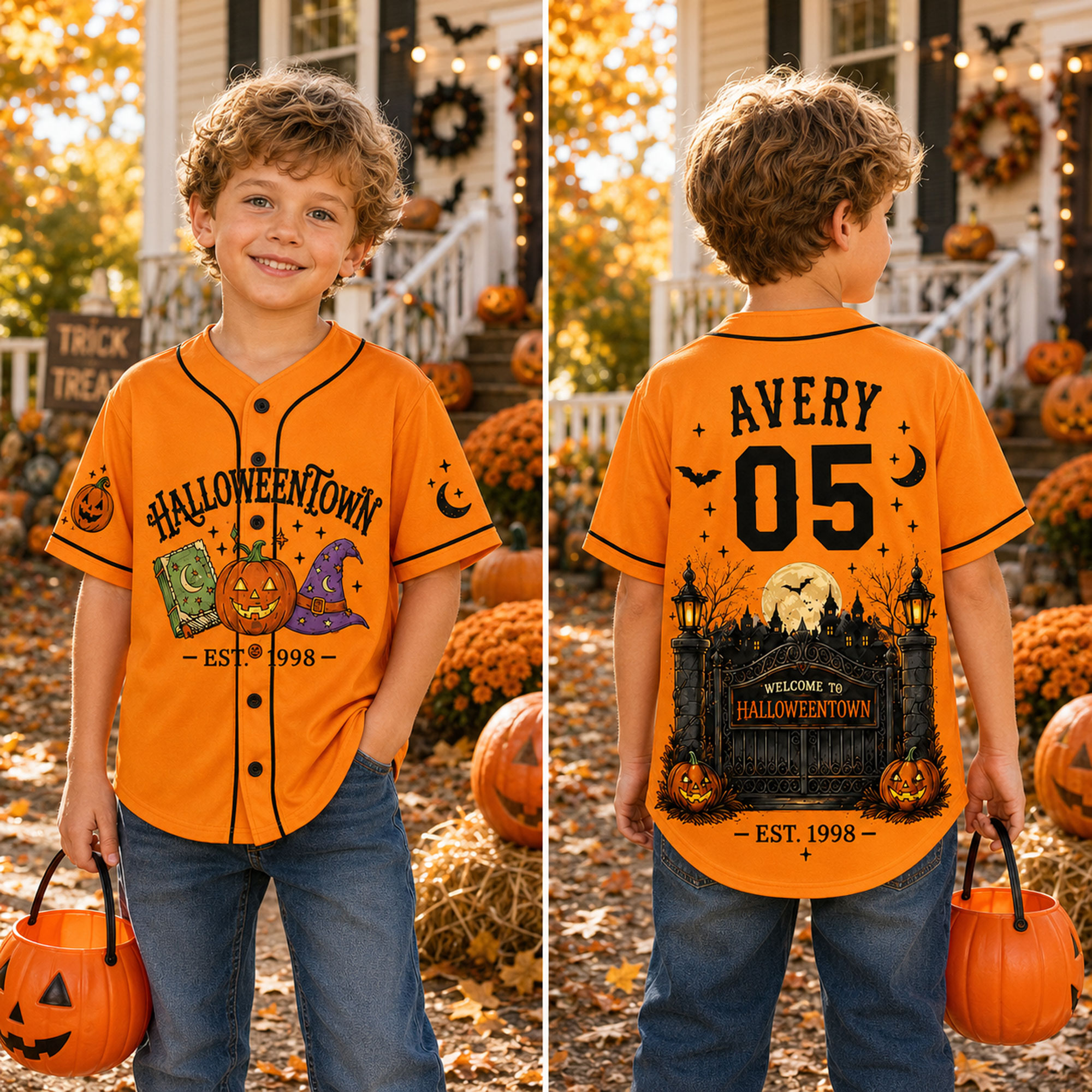 Personalized Halloween Button Up Baseball Jersey For Kid & Adult | CWHalloween96