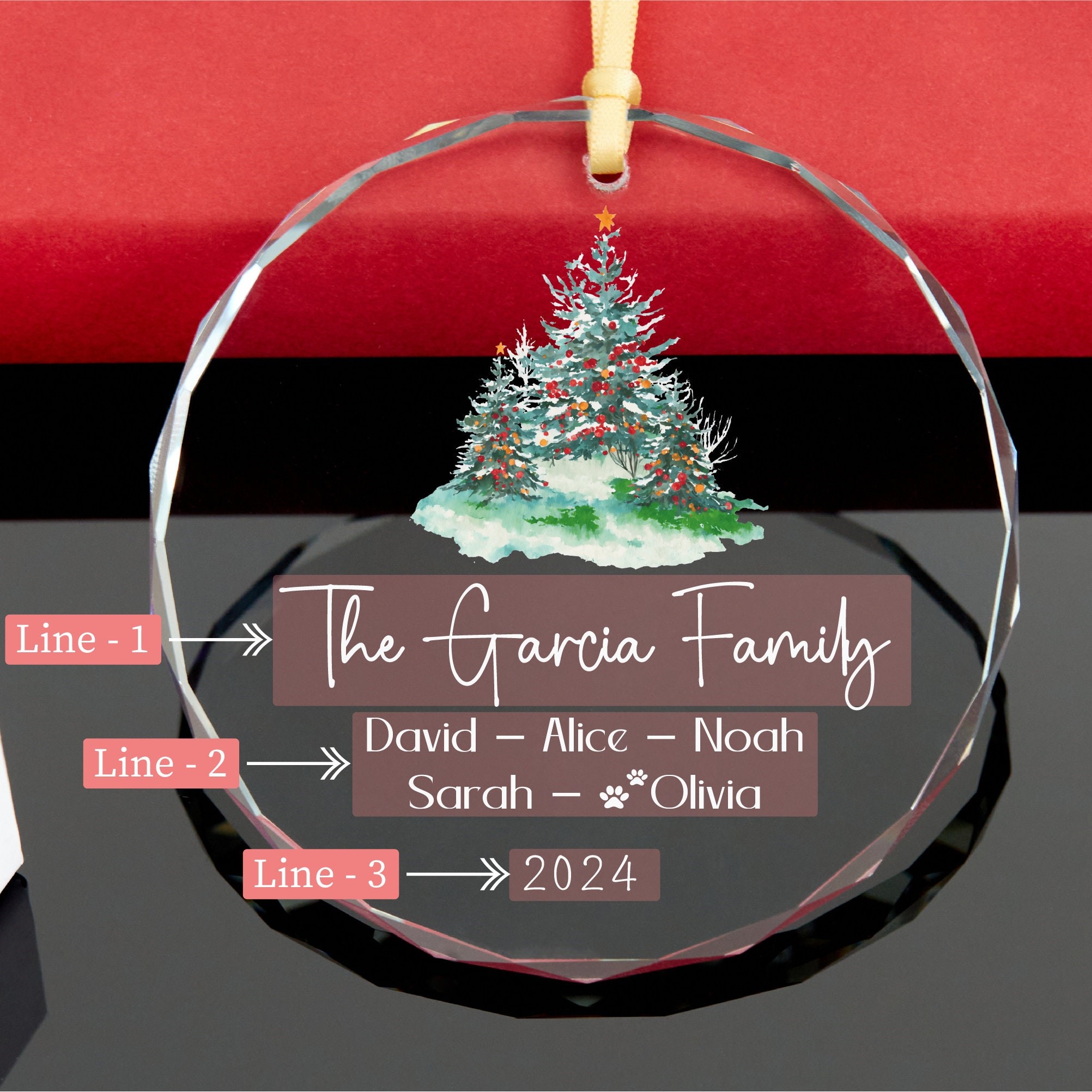 Personalized Glass Family Christmas Ornaments | CWGlass01