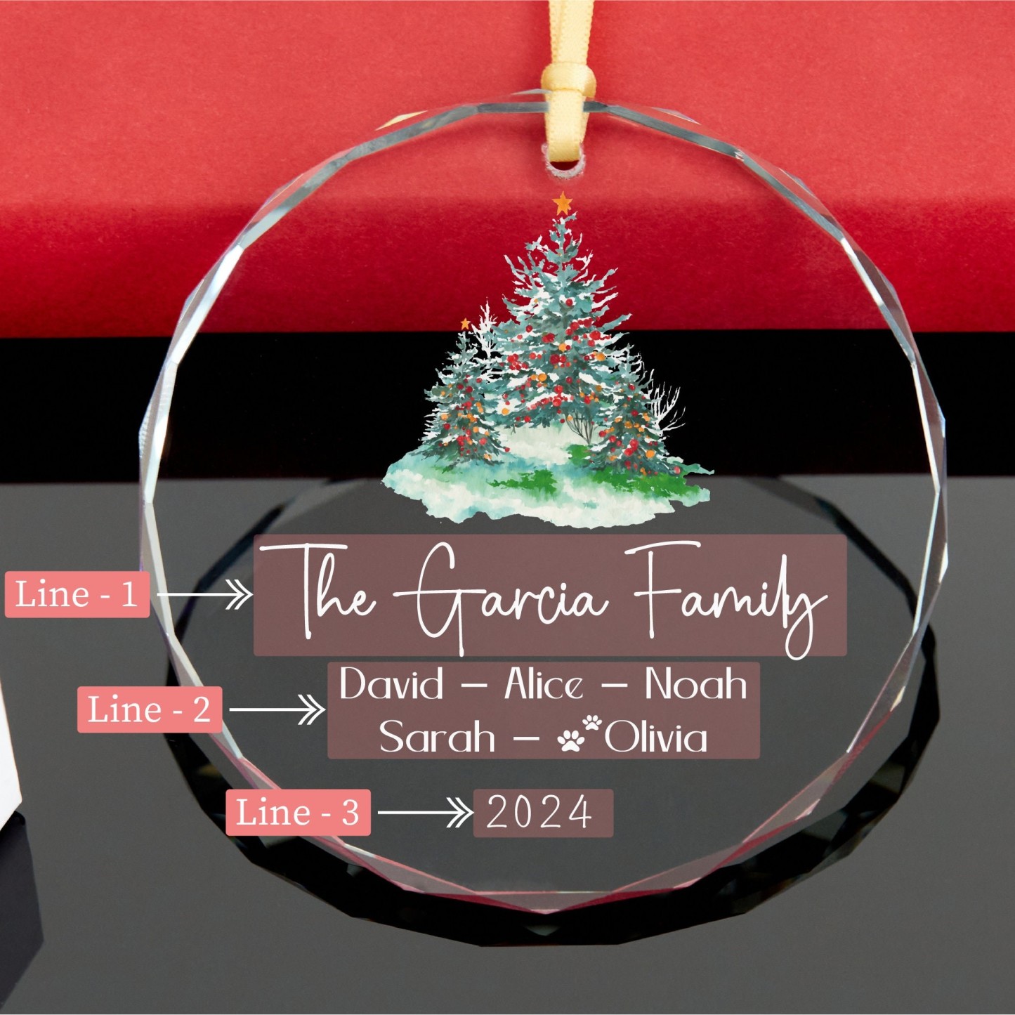 Personalized Glass Family Christmas Ornaments | CWGlass01