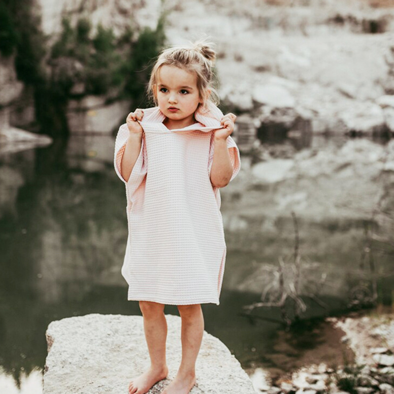 Personalized Kids Waffle Beach Towel Poncho for Summer & Beach | KKTowel60