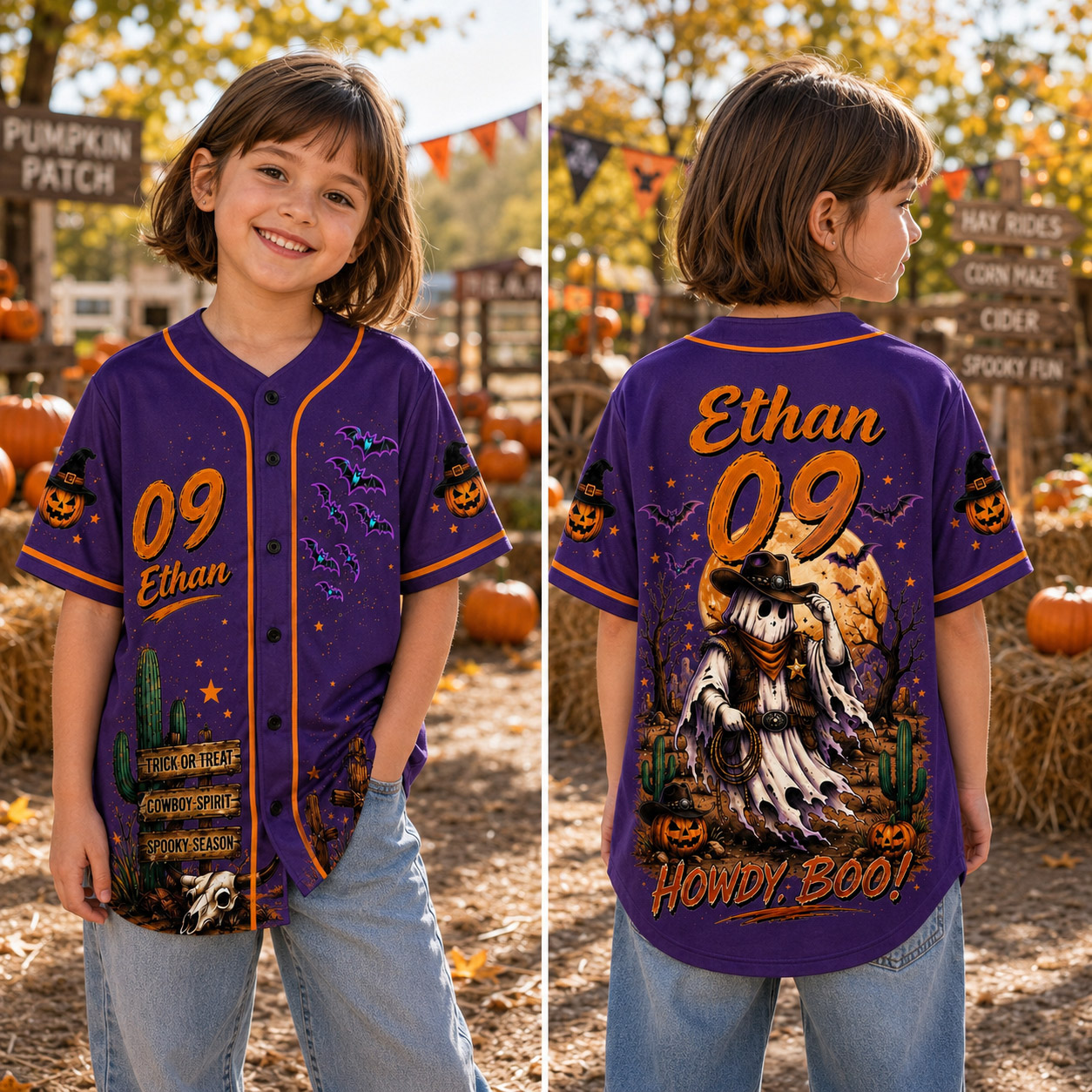 Personalized Halloween Button Up Baseball Jersey For Kid & Adult | CWHalloween100