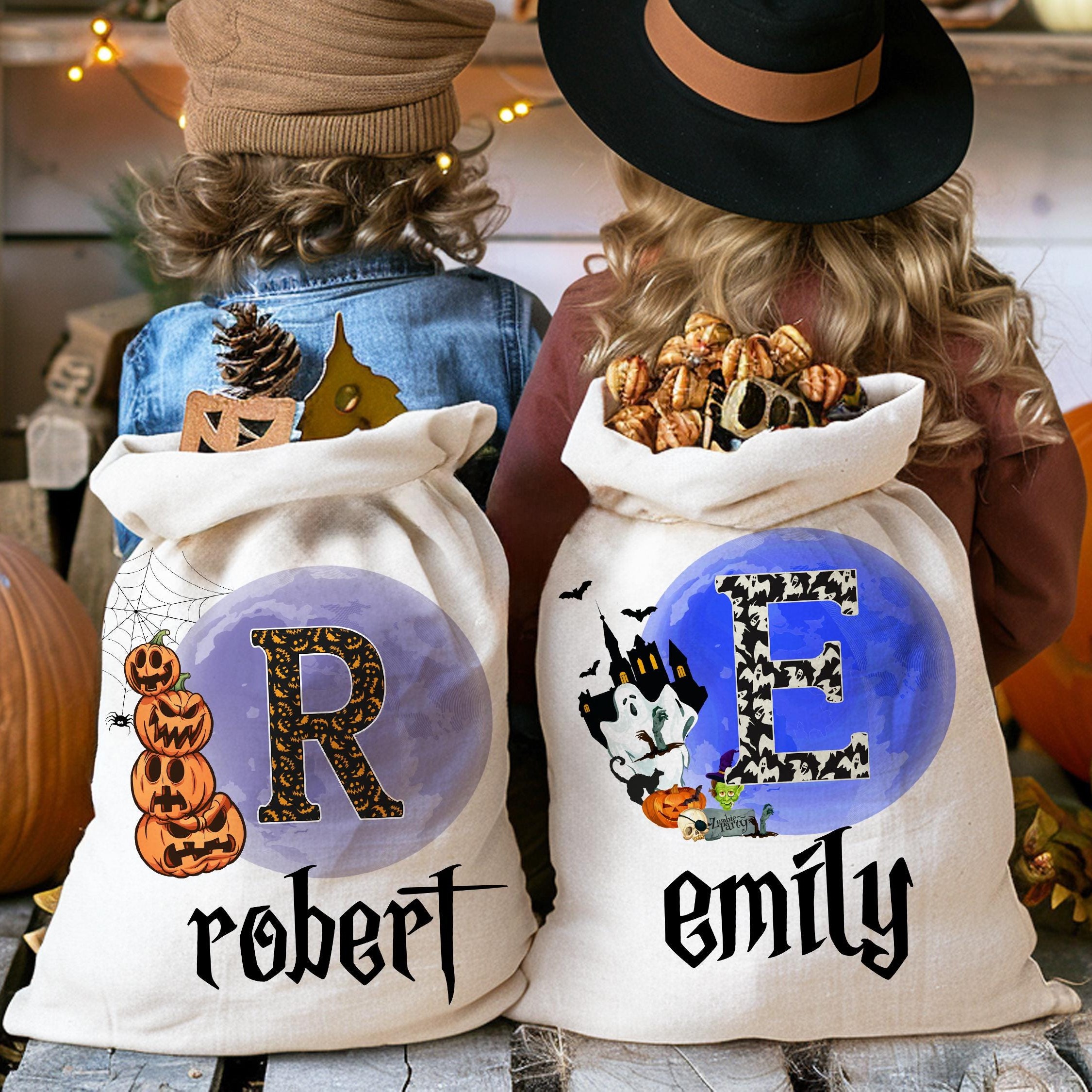 Personalized Name Pumpkin Treat Bag | CWHalloween11