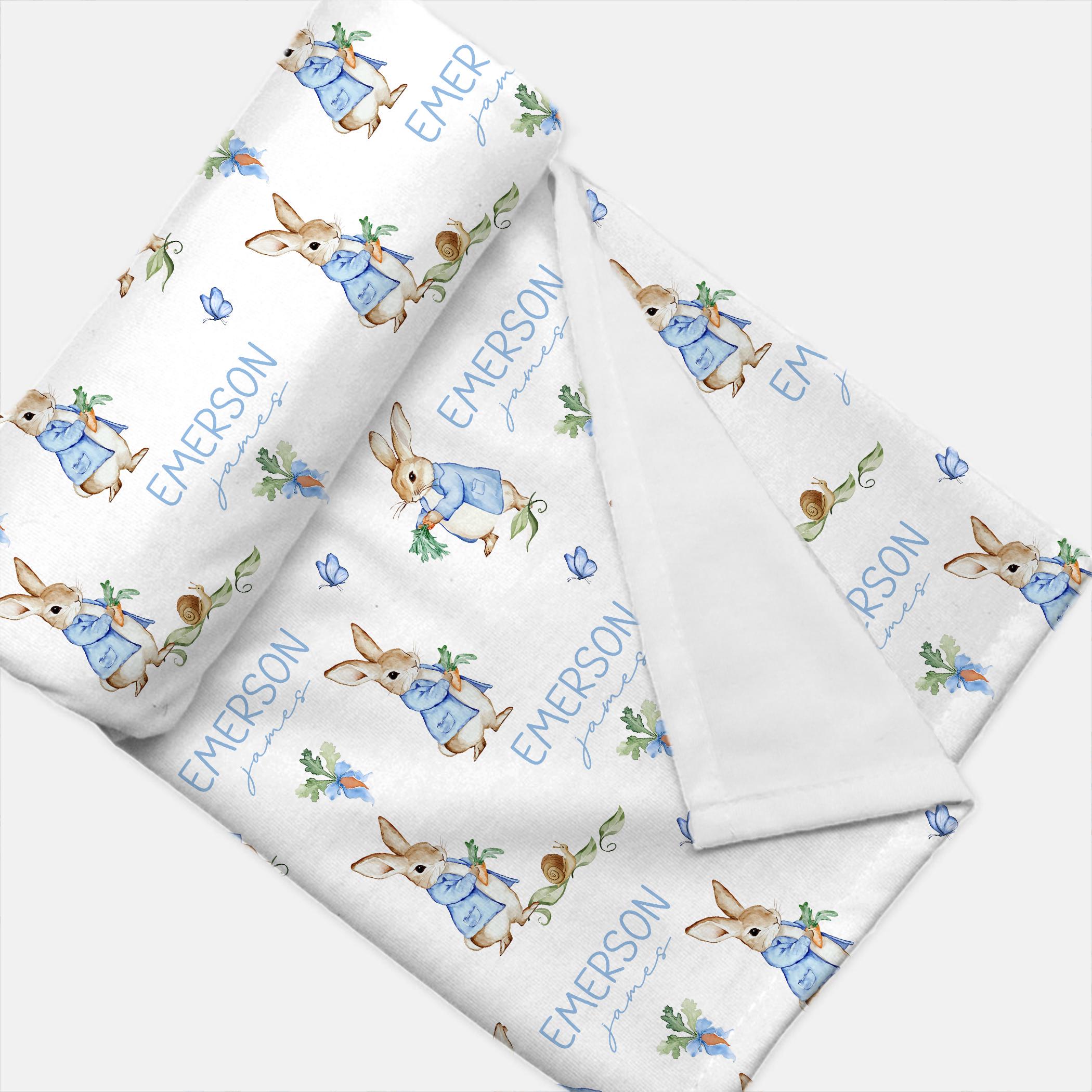 Personalized Bunny Bows Baby Easter Swaddle | BBBlanket37