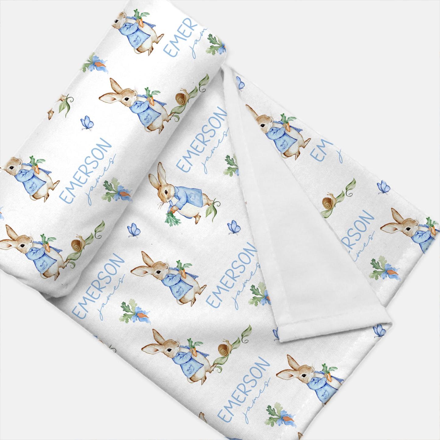 Personalized Bunny Bows Baby Easter Swaddle | BBBlanket37