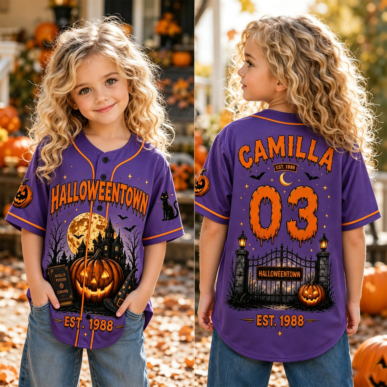 Personalized Halloween Button Up Baseball Jersey For Kid & Adult | CWHalloween98