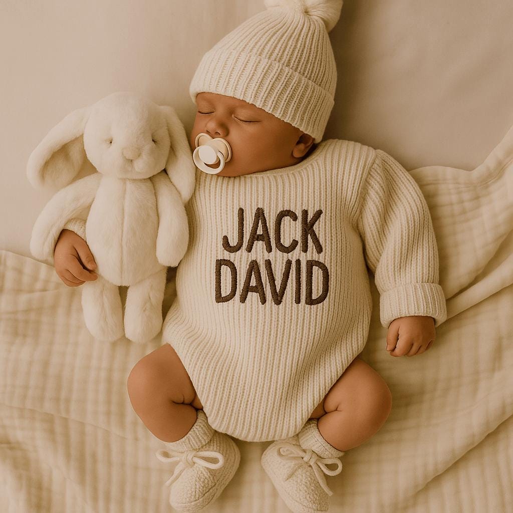 Personalized Embroidered Baby Sweater Outfit Set | CWBaby335
