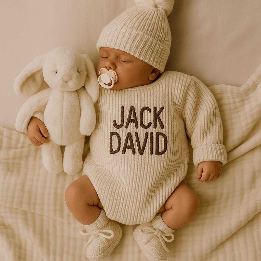 Personalized Embroidered Baby Sweater Outfit Set | CWBaby335