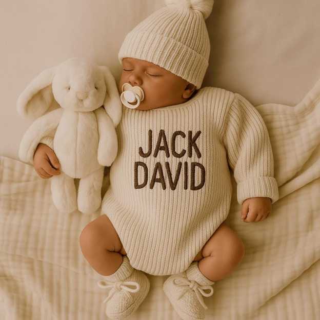 Personalized Embroidered Baby Sweater Outfit Set | CWBaby335