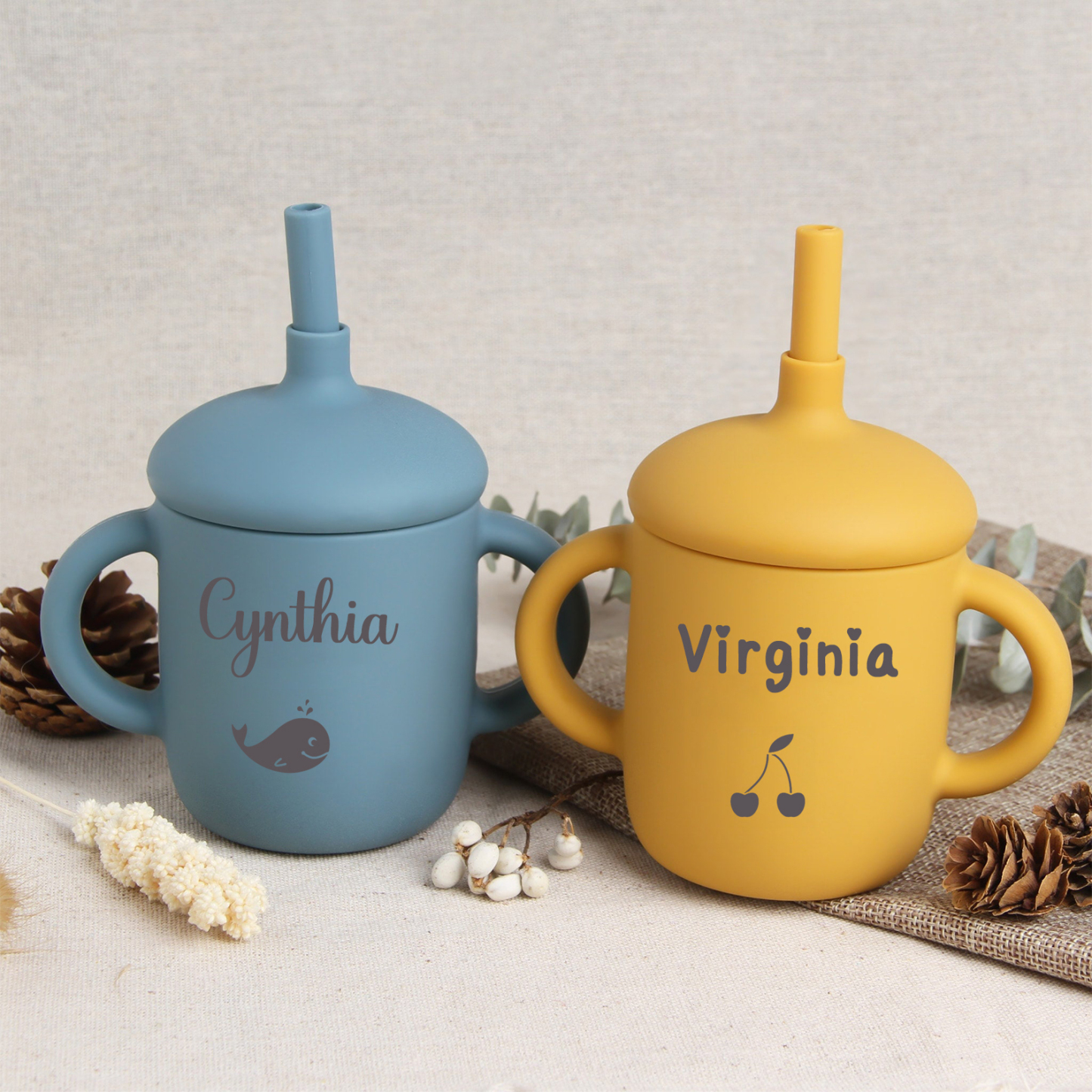 Personalised Baby Food Grade Sippy Silicone Cup  | CWBaby54