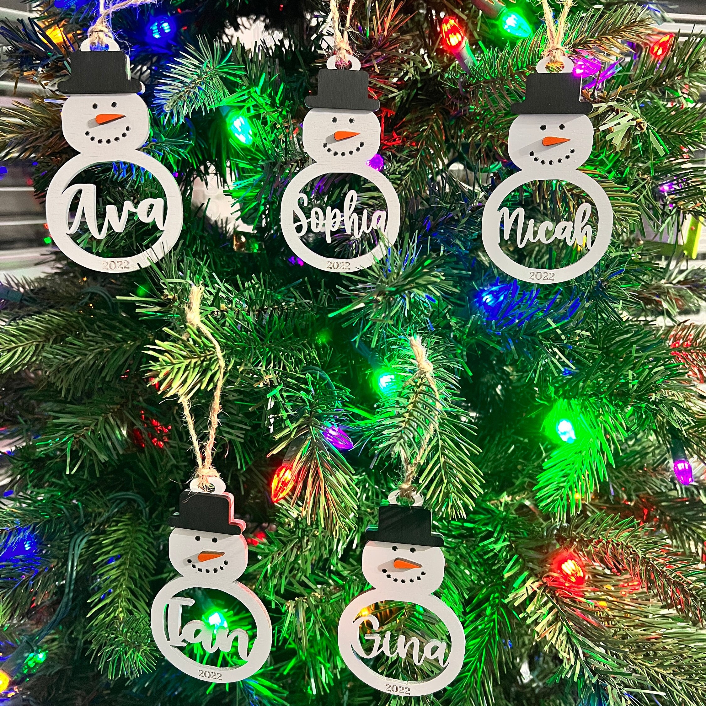 Personalized Snowman Wooden Christmas Ornaments | MCGift27