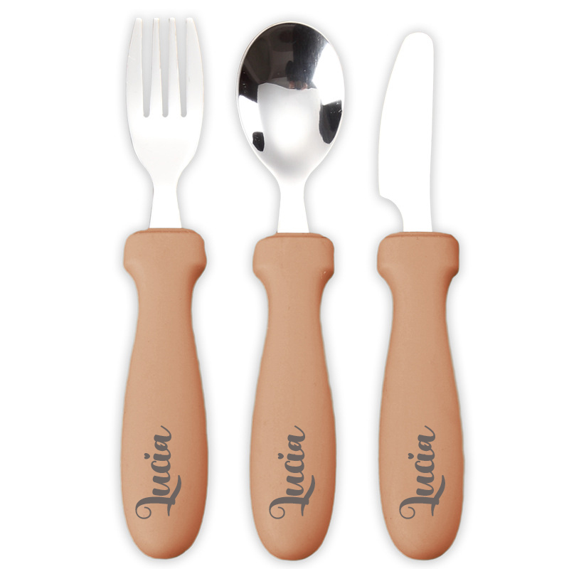 Personalised Kid Silicone Utensil Sets-Fork, Knife, Spoon  | CWBaby70
