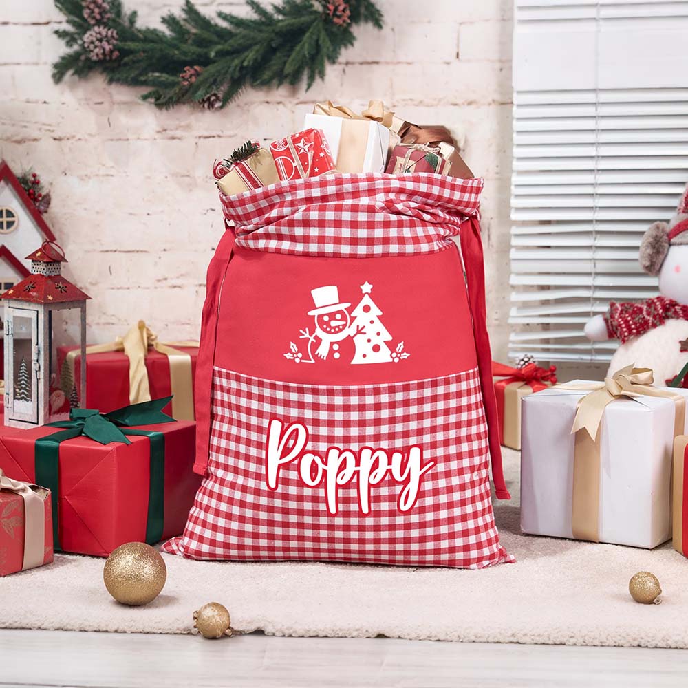 Personalized Christmas Custom Name Plaid Gift Bag | MCGift397