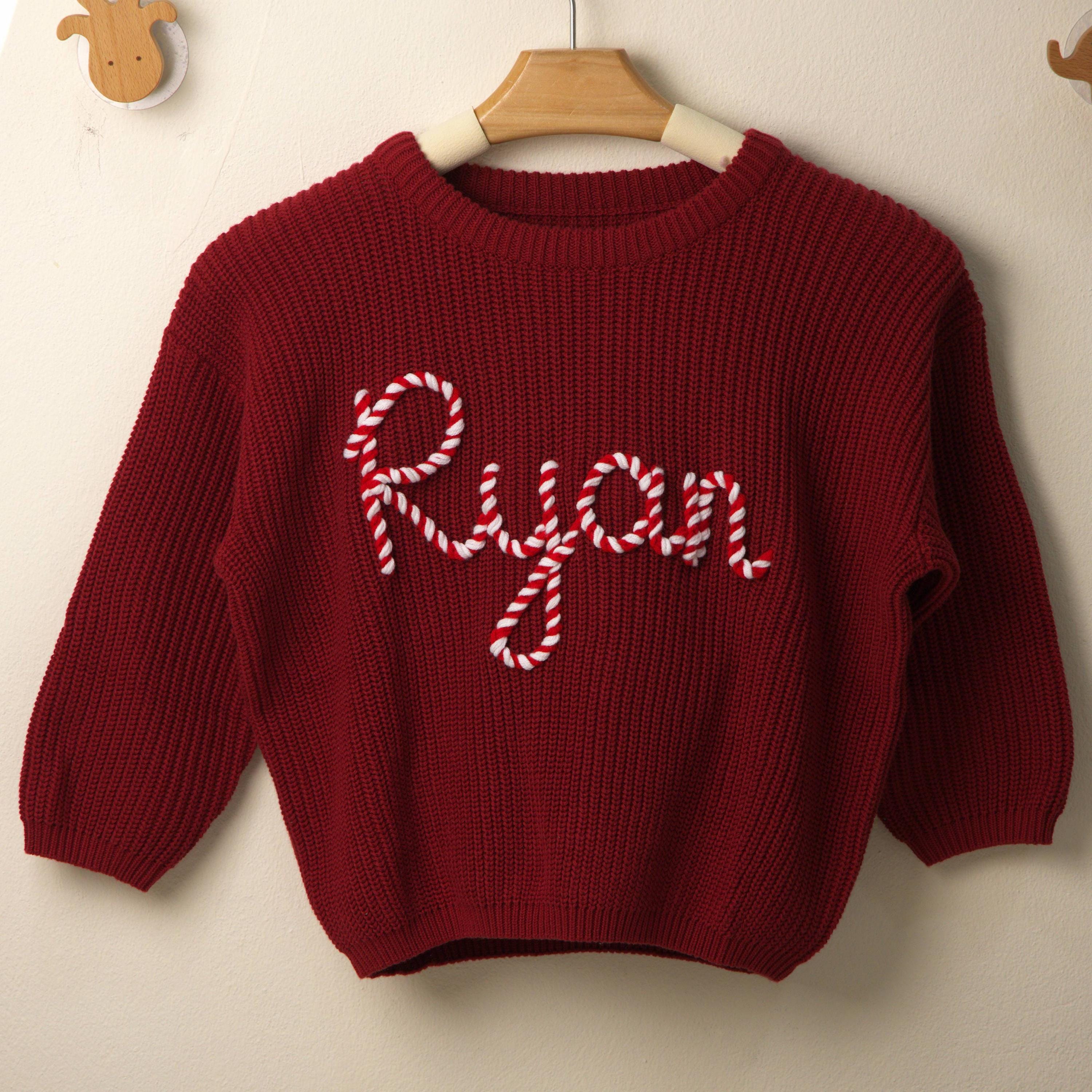 Personalized Christmas Hand embroidered Name Baby Sweater | MCGift138