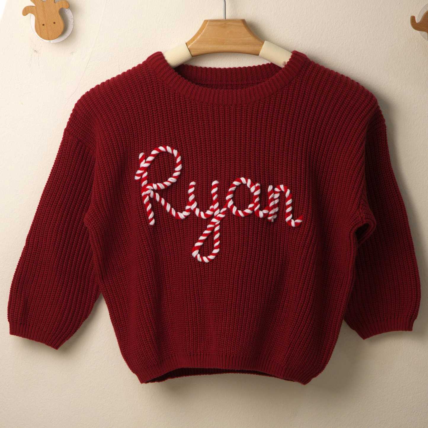 Personalized Christmas Hand embroidered Name Baby Sweater | MCGift138