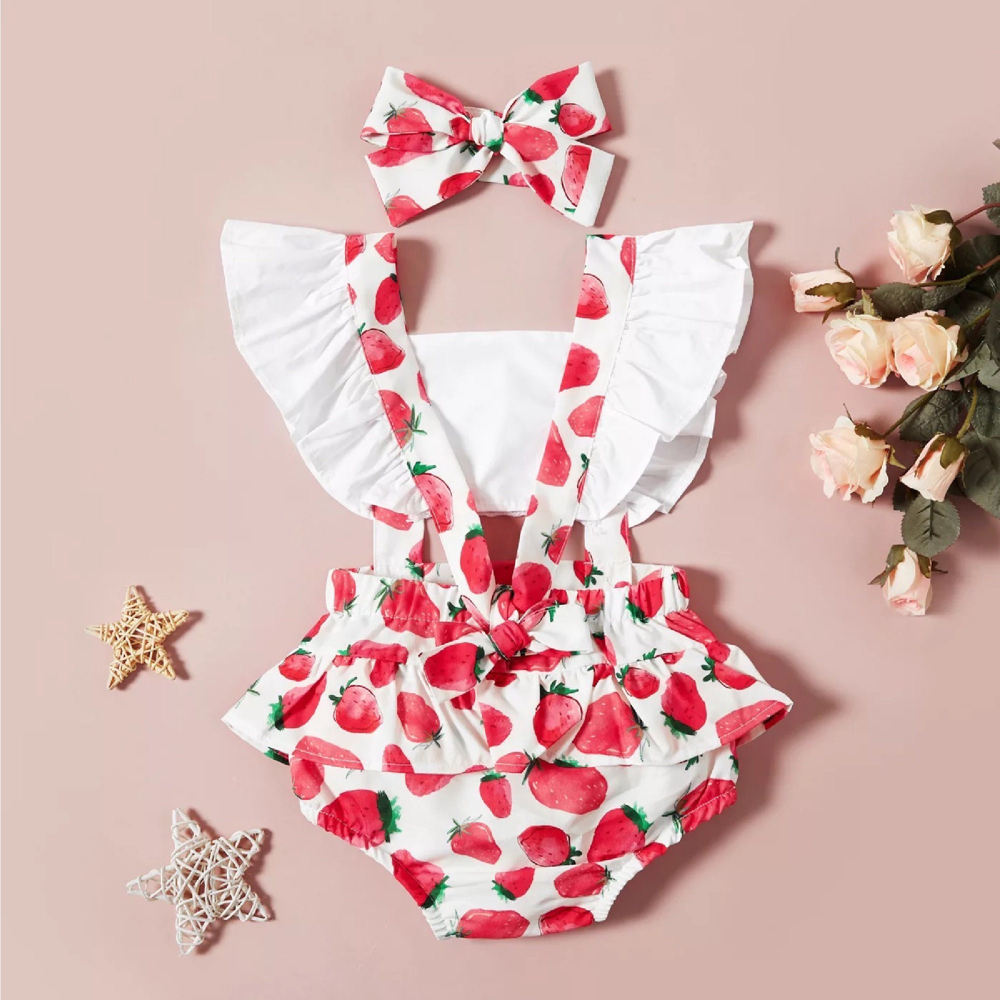 Personalised Baby Girl Strawberry / Watermelon Outfit Set | CWBaby218