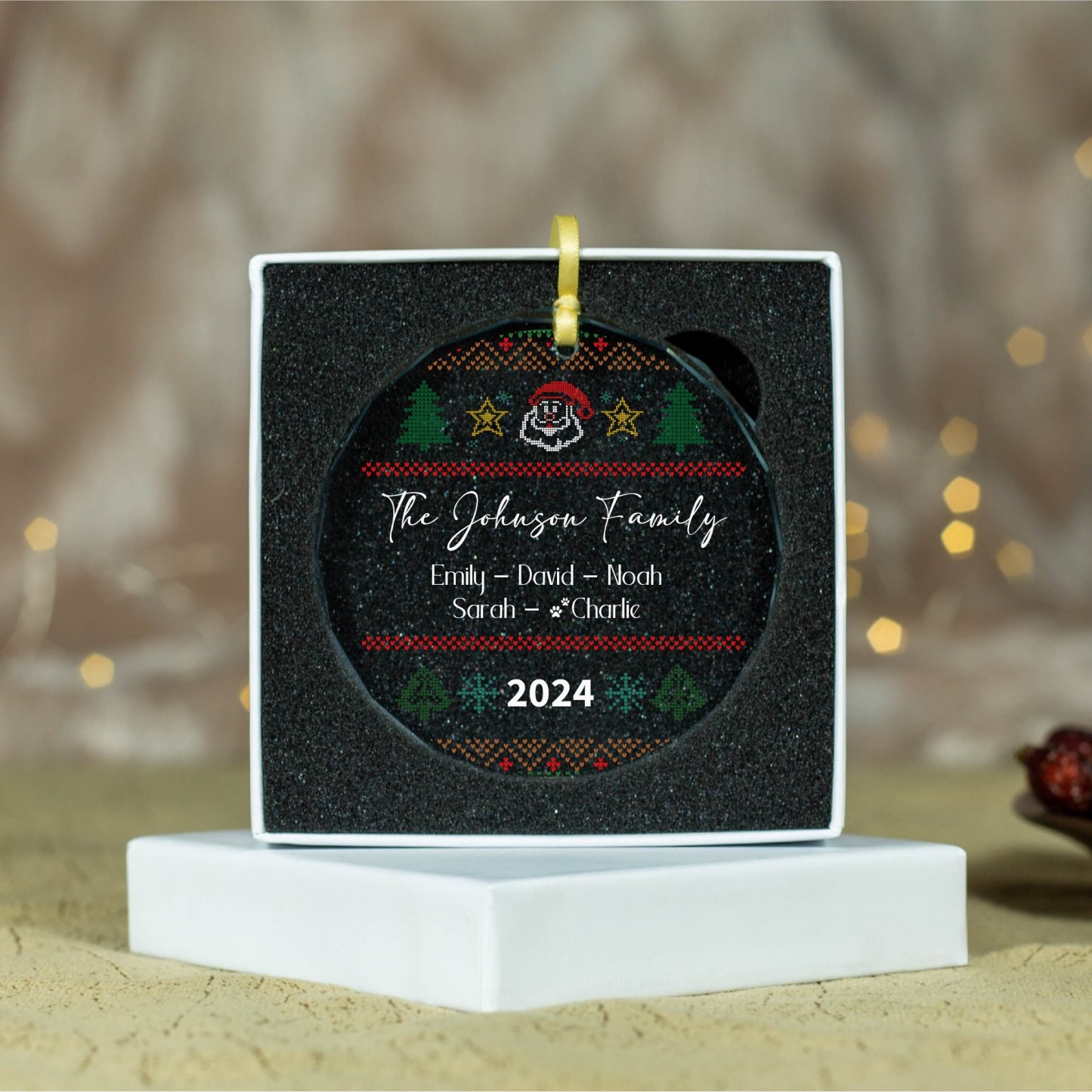 Personalized Glass Family Christmas Ornaments | CWGlass05