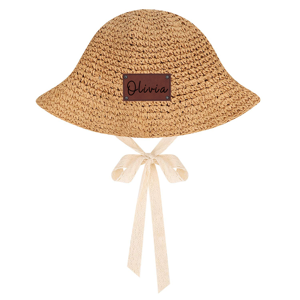 Personalized Summer Leather Patch Straw Hat for Comfort & Unique | CWBeach52