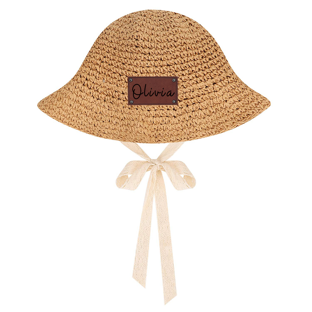 Personalized Summer Leather Patch Straw Hat for Comfort & Unique | CWBeach52