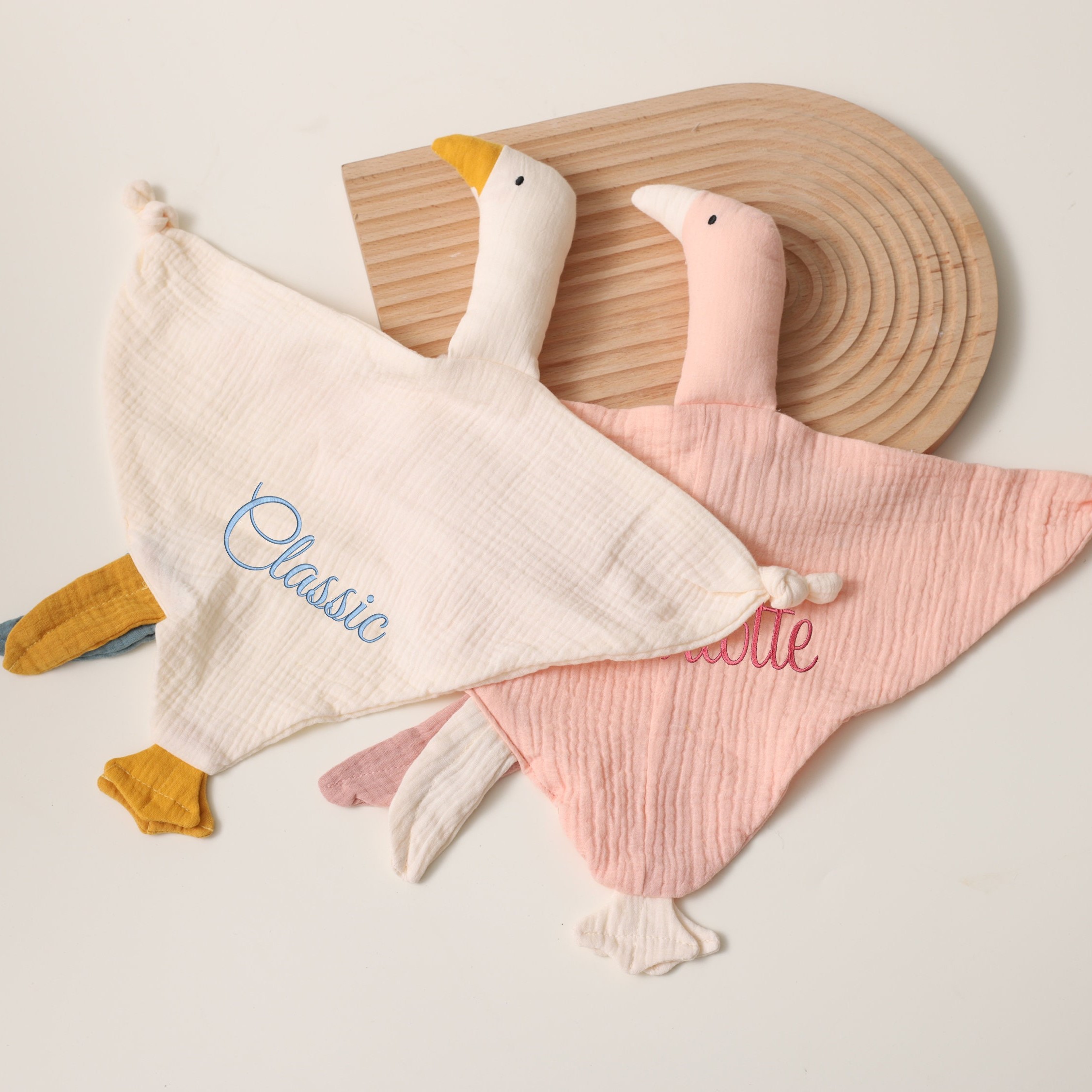 Personalized Baby Embroidery Goose Comforter Sleep Toy | CWToy99