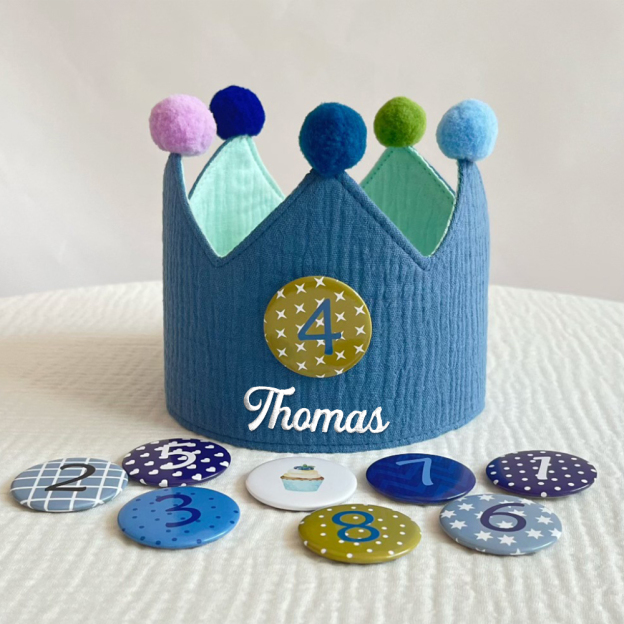 Personalized Hand Embroidered Baby First Birthday Crown | CWBaby210