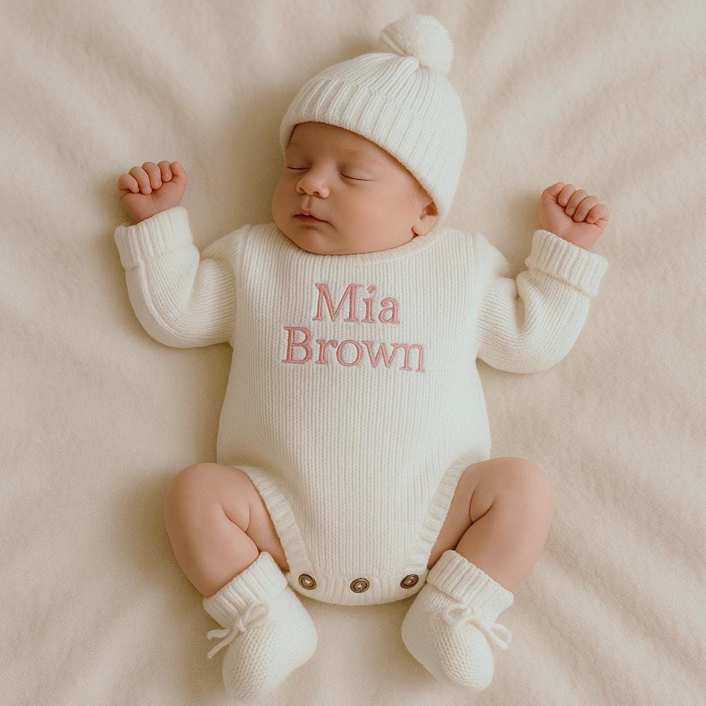 Personalized Embroidered Baby Sweater Outfit Set | CWBaby335
