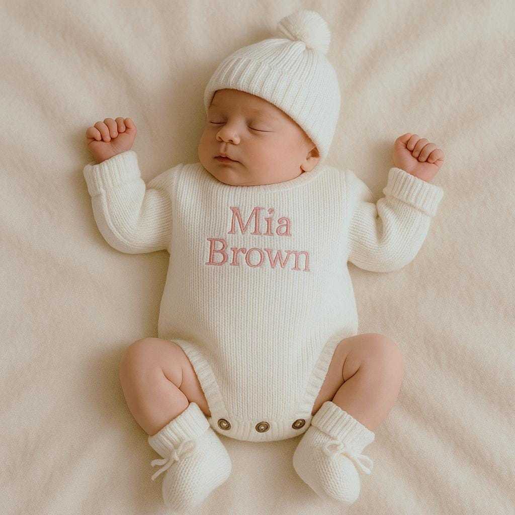 Personalized Embroidered Baby Sweater Outfit Set | CWBaby335