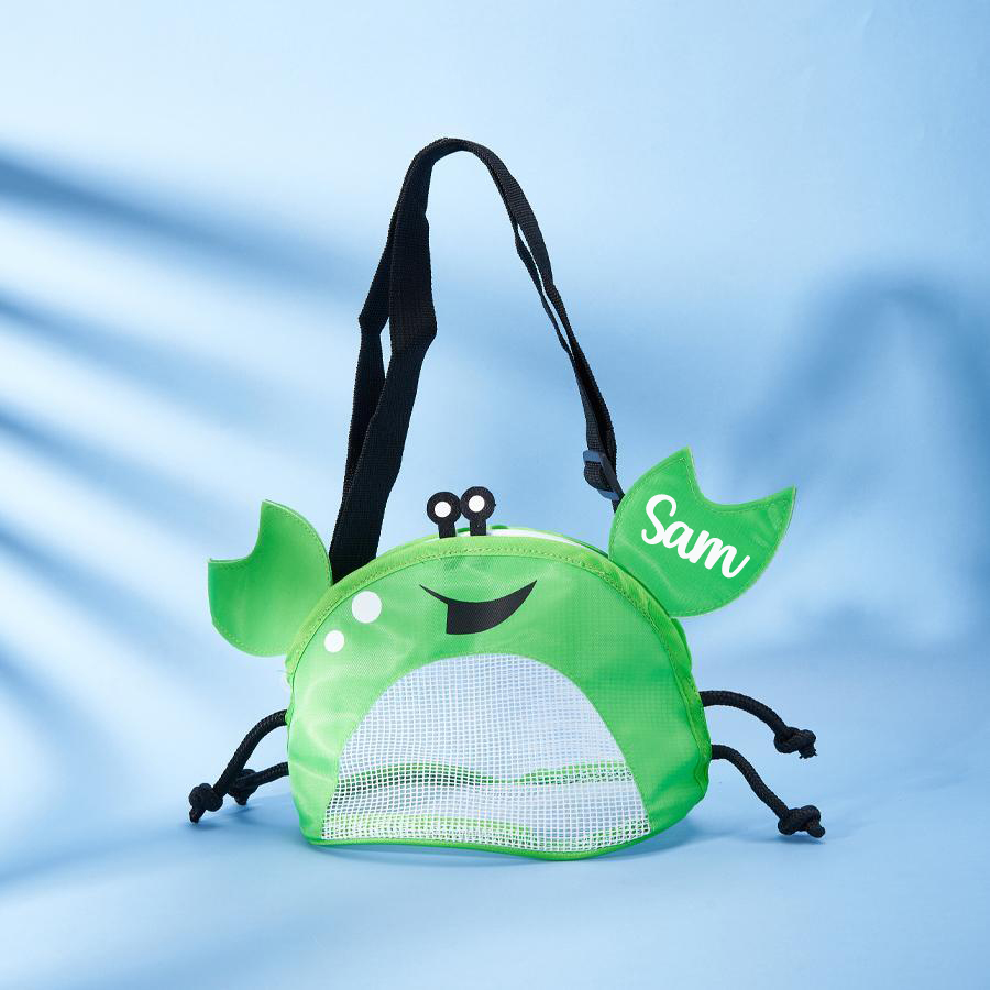 Personalized Crab Seashell Zipper Mesh Beach Bag | CWBeach90