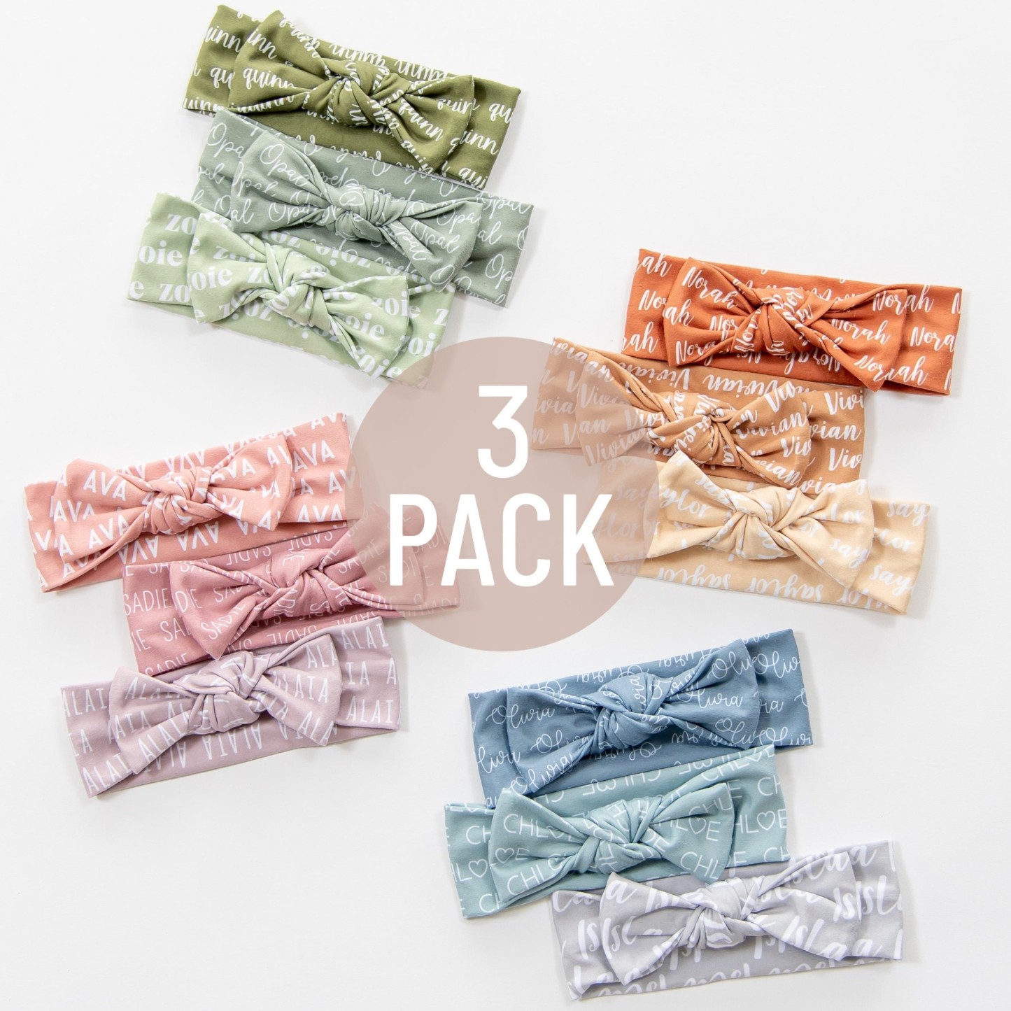 Personalized Baby 3 Pack Headband Bows | BBBlanket07