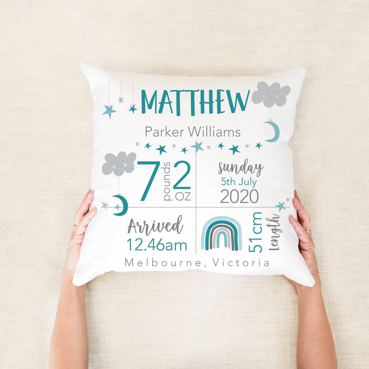 Personalised Lovely Birth Announcement Cushion | CWBaby96