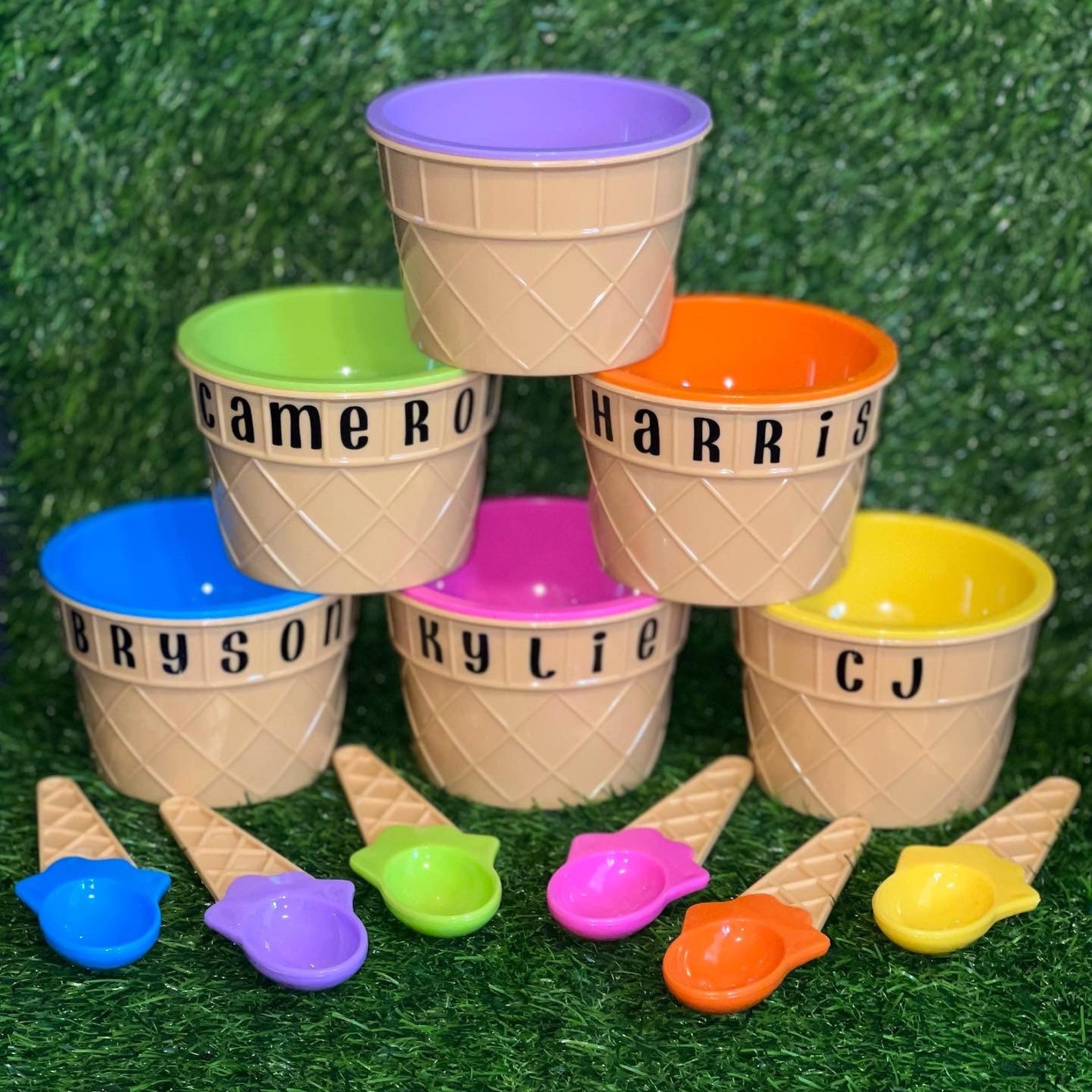 Personalized Kid Toy Reusable Ice Cream Bowl with Spoon | CWToy48