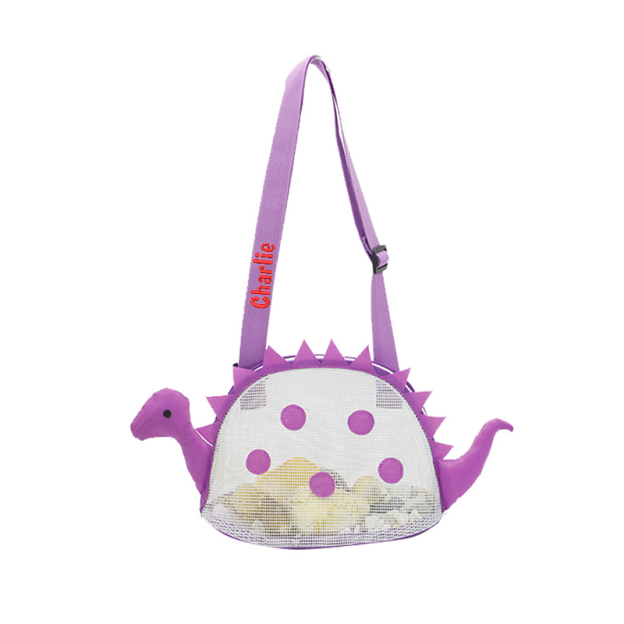 Personalized Dinosaur Seashell Zipper Mesh Beach Bag | CWBeach97