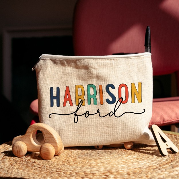 Personalized Kids Color Canvas Pencil Case | CWToy47