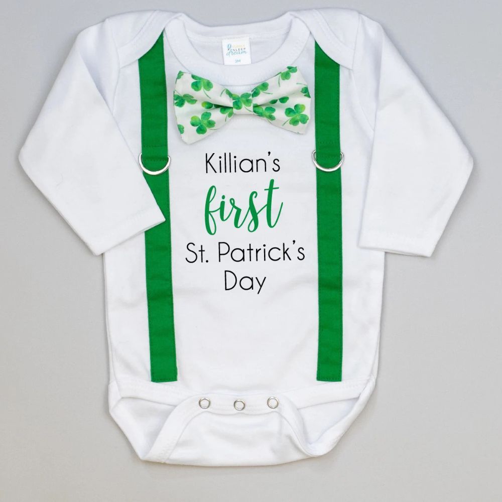 Personalized Baby Boy's First St. Patrick's Day Clothing Set | CWBaby178