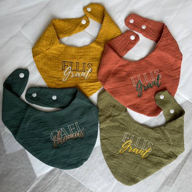 Personalized Embroidered Baby Muslin Bibs | CWBaby83
