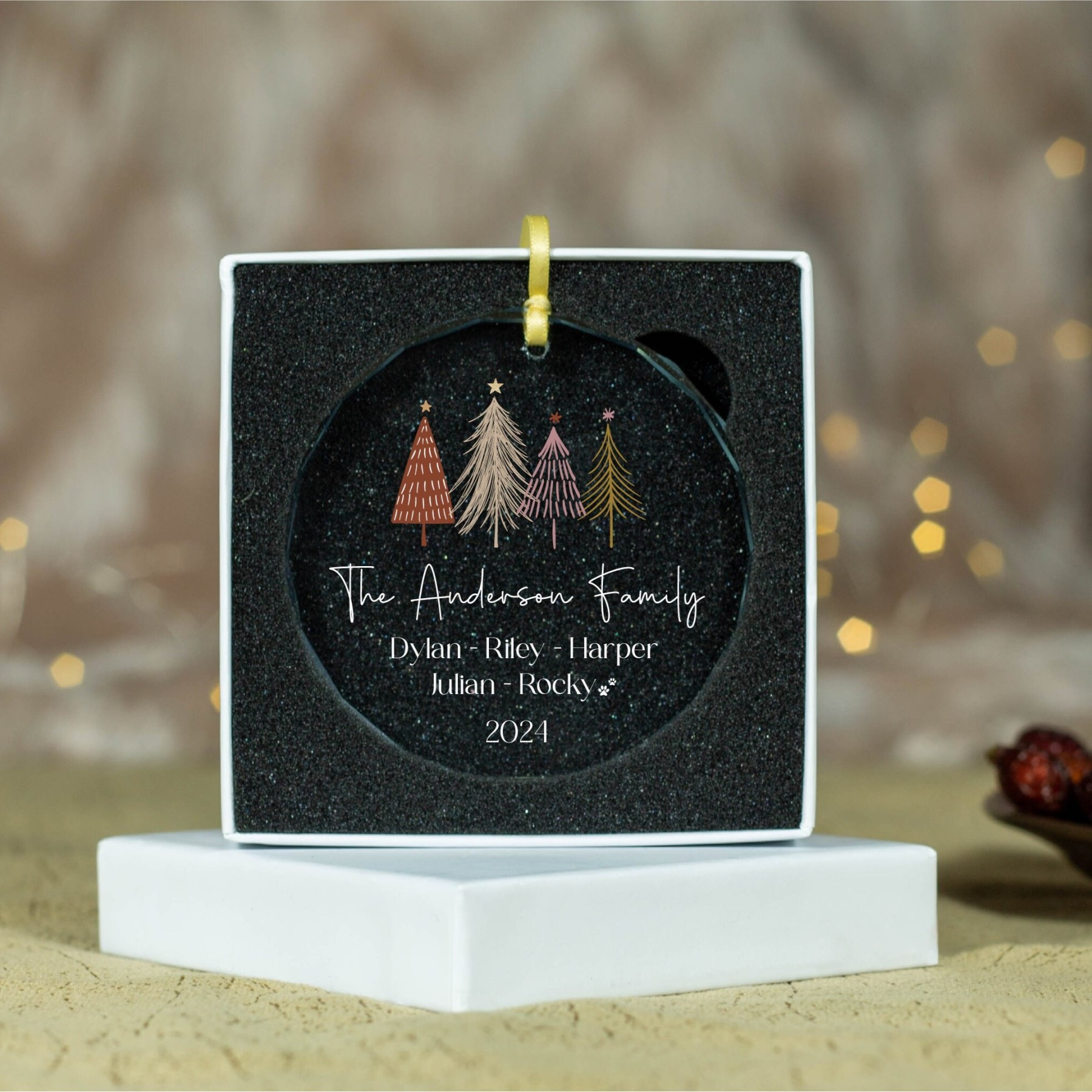 Personalized Glass Family Christmas Ornaments | CWGlass07