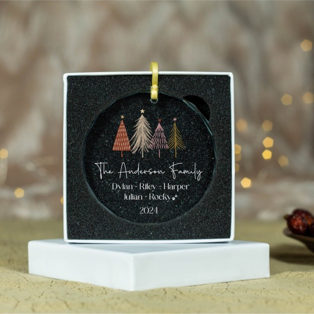 Personalized Glass Family Christmas Ornaments | CWGlass07