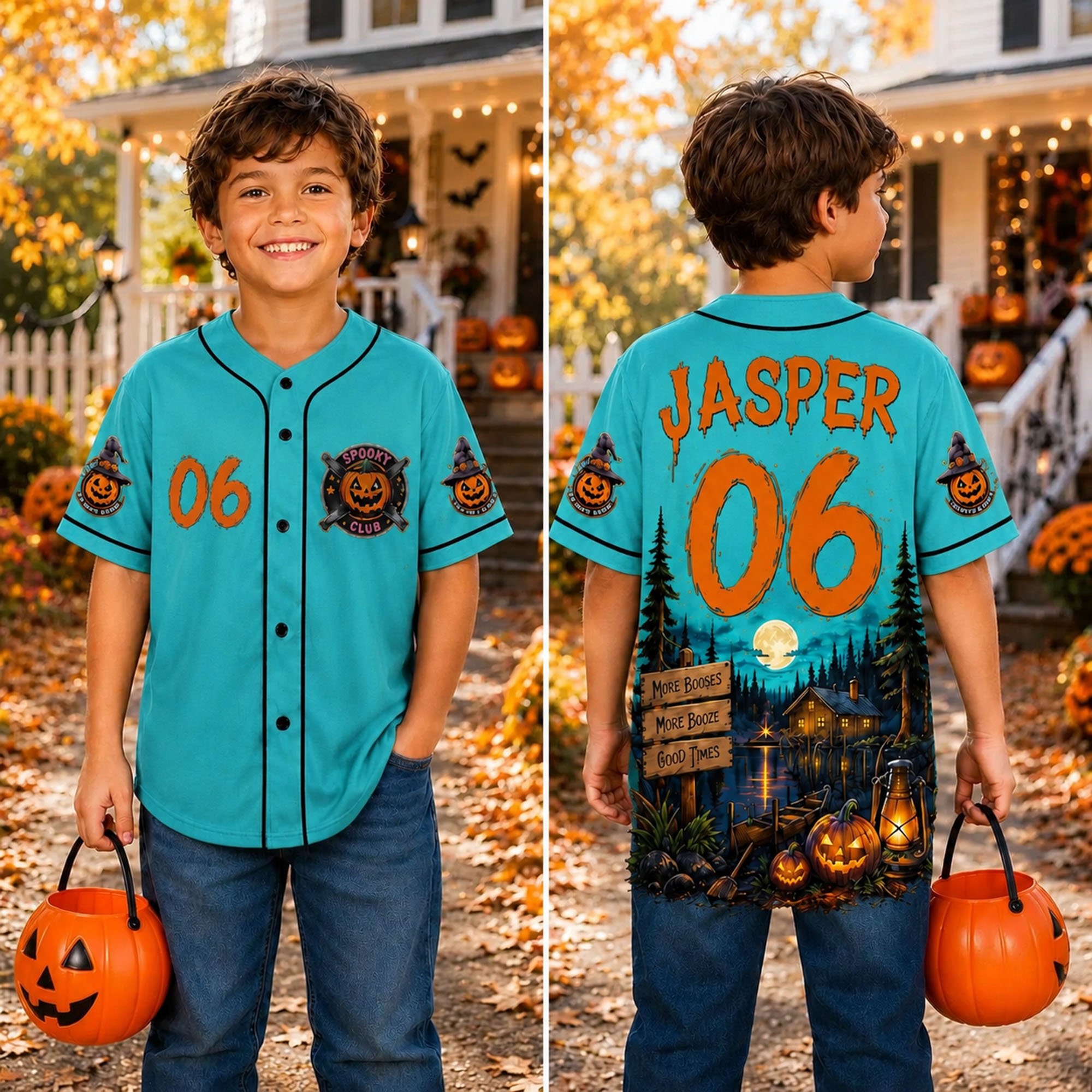 Personalized Halloween Button Up Baseball Jersey For Kid & Adult | CWHalloween93