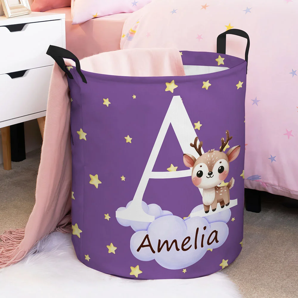 Personalized Waterproof Initial Laundry Baskets with Handle | | CWBasket07