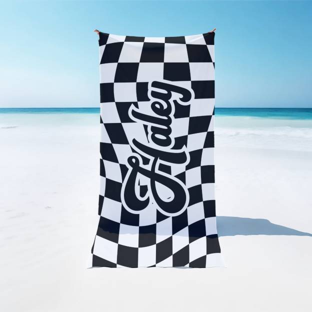 Personalized Lovely Checker Kid Towel for Summer & Beach | CWTowel113