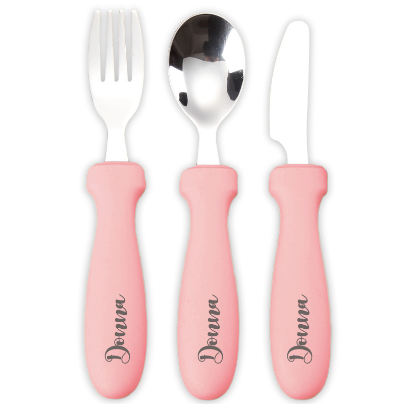 Personalised Kid Silicone Utensil Sets-Fork, Knife, Spoon  | CWBaby70