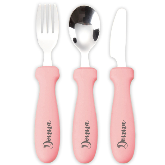 Personalised Kid Silicone Utensil Sets-Fork, Knife, Spoon  | CWBaby70