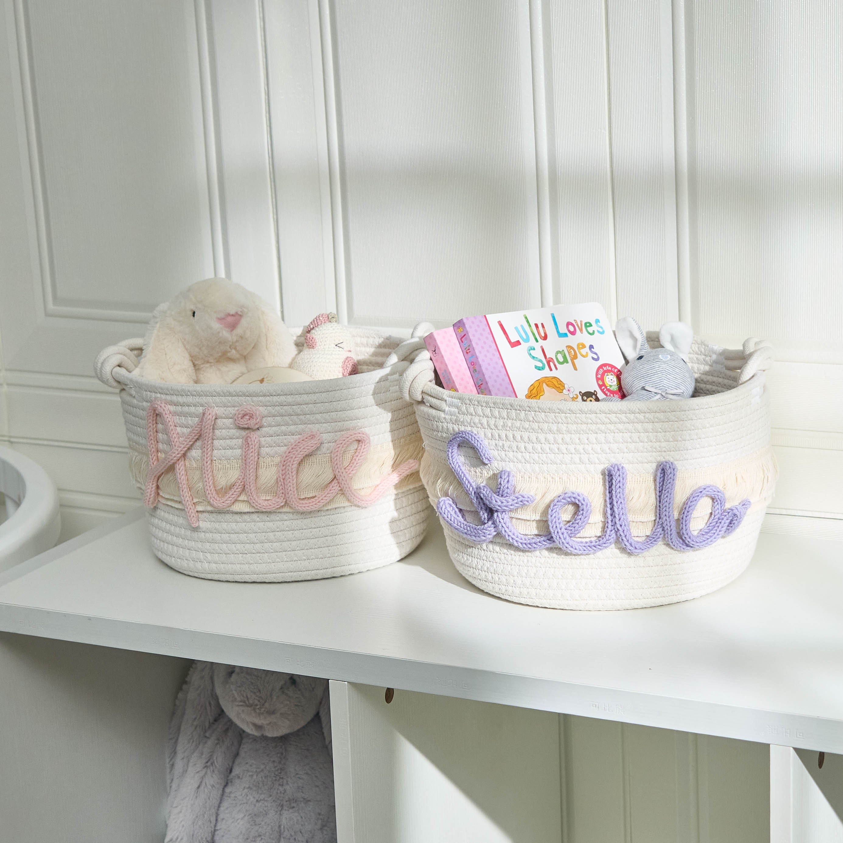Personalized Knitted Wire Name Cotton Rope Basket | CWBaby91