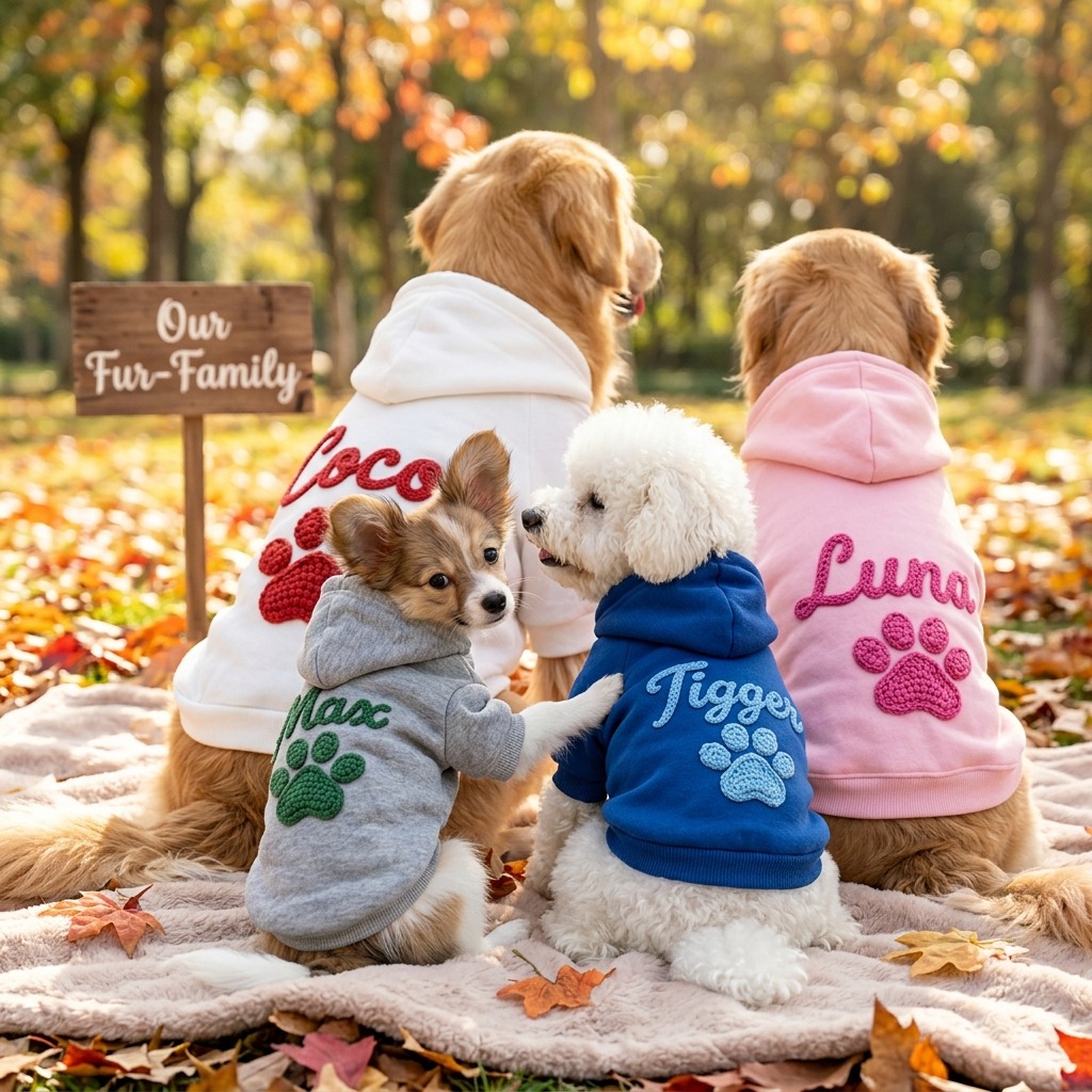 Personalized Hand Embroidery Lovely Paw Large Size Puppy Hoodie | BKPet512