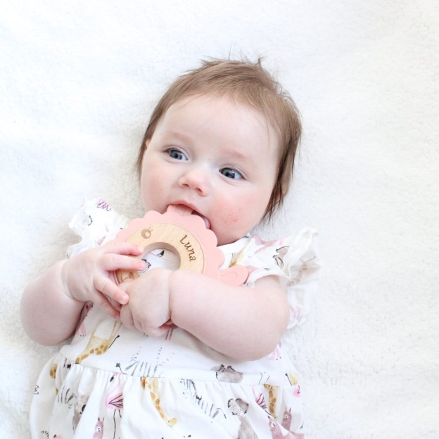 Personalized Baby Wooden Silicone Teething Toy | CWBaby100
