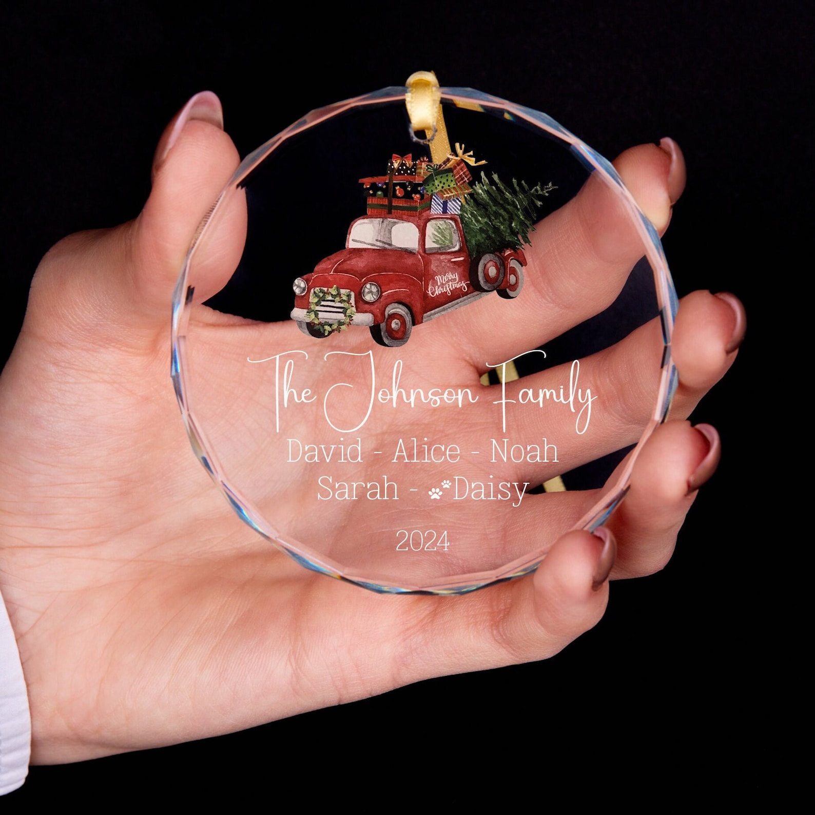 Personalized Glass Family Christmas Ornaments | CWGlass04